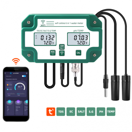 YY-W9909 Ελεγκτής ποιότητας νερού PH/TDS/EC/Salinity/S.G./Temp Meter με Bluetooth WIFI και εφαρμογή στο κινητό