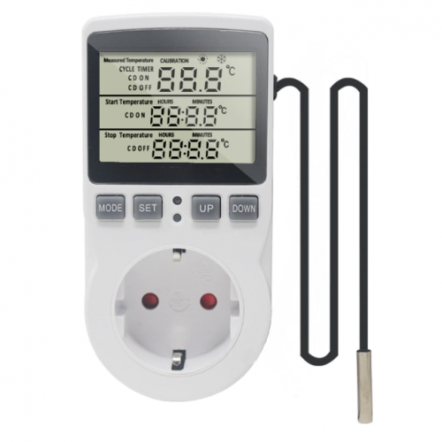 Ψηφιακό θερμόμετρο Controller θερμοκρασίας πρίζας με χρονοδιακόπτης 220 Volt 16A - KT3100