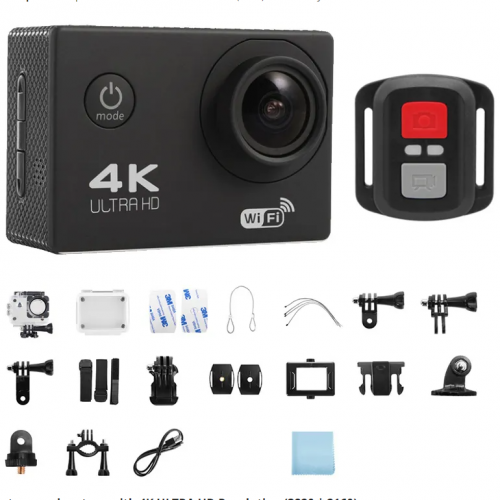 Action Camera 4K Ultra HD με WiFi Μαύρη με Οθόνη 2.0-inch 170D Underwater