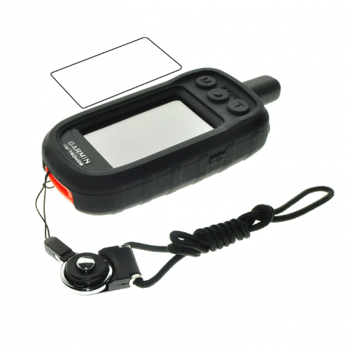 Προστατευτική θήκη + λουράκι + προστατευτικό Τζαμάκι LCD για GPS Garmin Alpha 100 Μαύρο