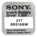 10 x Sony 317 mini Silver battery/SR 516 SW