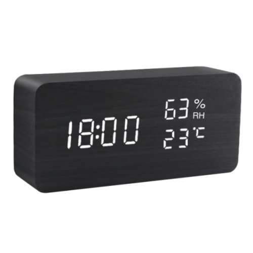 Ψηφιακό Ρολόι Επιτραπέζιο με Ξυπνητήρι θερμοκρασία υγρασία Μαύρο - 2505