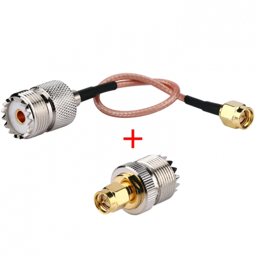 RF Coax SMA Male to UHF SO-239 Female Cable + SMA male to UHF Female SO239 Adapter