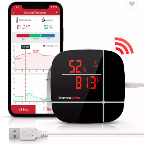 ThermoPro TP90 WiFi Θερμόμετρο υγρόμετρο εσωτερικού χώρου με εφαρμογή