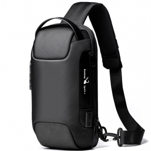 Αδιάβροχη τσάντα ώμου USB Oxford Crossbody Bag αντικλεπτική πολλαπλών χρήσεων Black- 2614