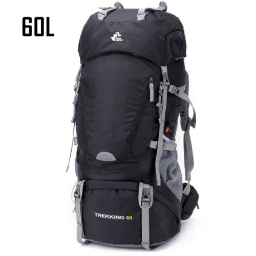 Σακίδιο πλάτης 60L για Ορειβασία Κάμπινγκ Πεζοπορία Ψάρεμα - Black