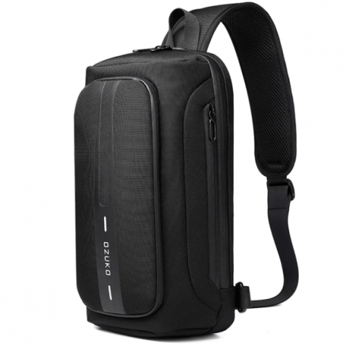 OZUKO Τσάντα ώμου USB Crossbody Bag αντικλεπτική πολλαπλών χρήσεων Black - 2661