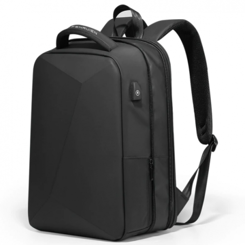 Fenruien Αδιάβροχη τσάντα ώμου USB Oxford Crossbody Bag αντικλεπτική πολλαπλών χρήσεων Black - 2664