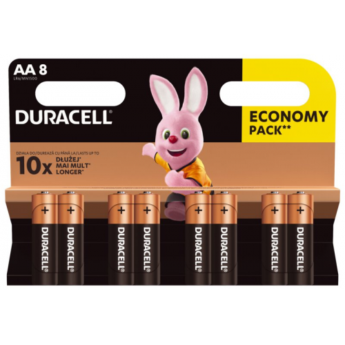 8 x Duracell Basic Duralock LR6 AA alkaline battery